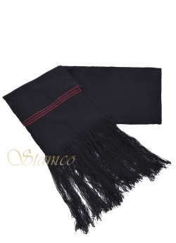 Woven Wool Black Belt with Fringes 