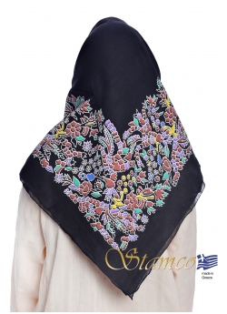 Traditional Cotton Scarf with Printed Flowers