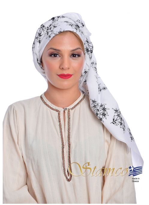Traditional Cotton White Scarf 