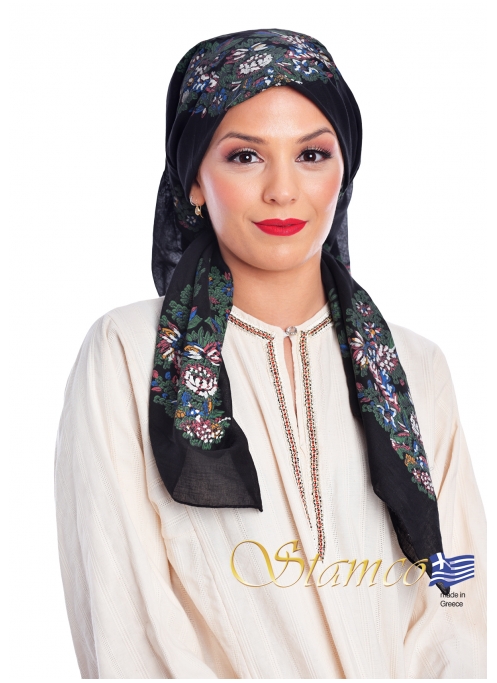 Traditional Black Cotton Scarf 