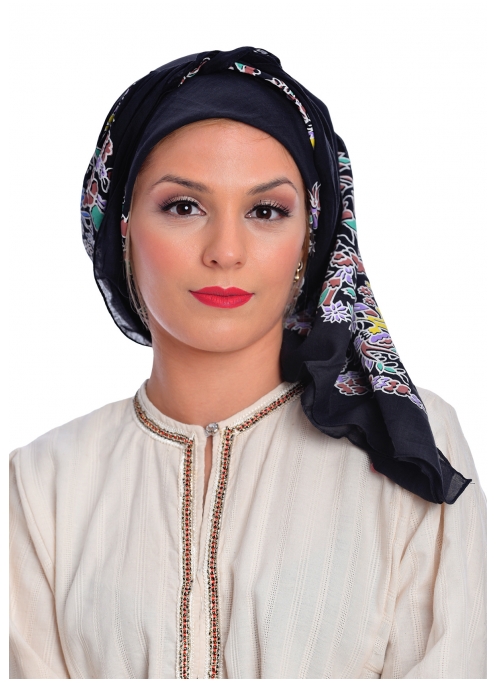 Traditional Cotton Scarf with Printed Flowers
