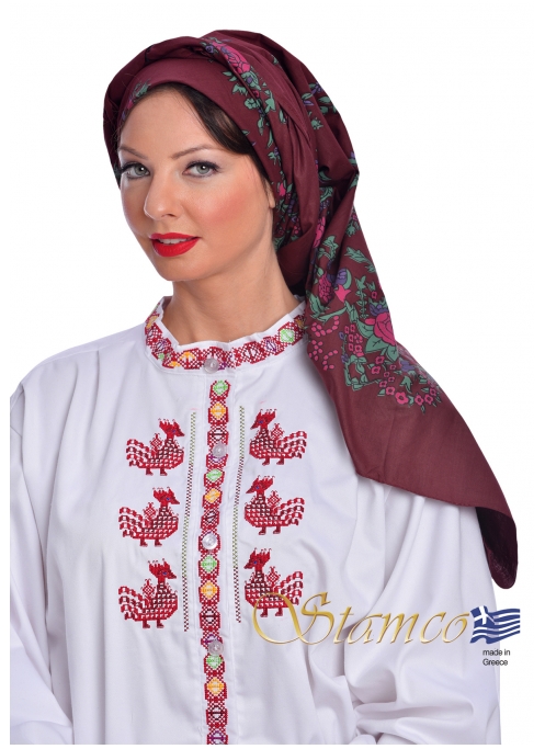 Traditional Cotton Burgundy Scarf 